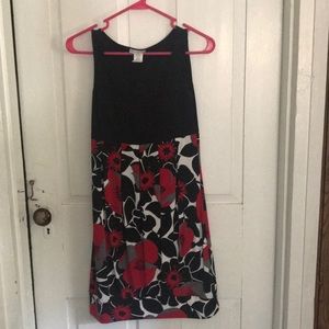 Black, red and white floral dress. Worn 3 times.